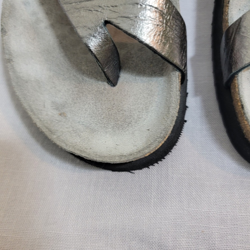 Mephisto Helen Metallic Silver Leather Cork Footbed Sandals EU 35 US 5 France - Picture 10 of 15